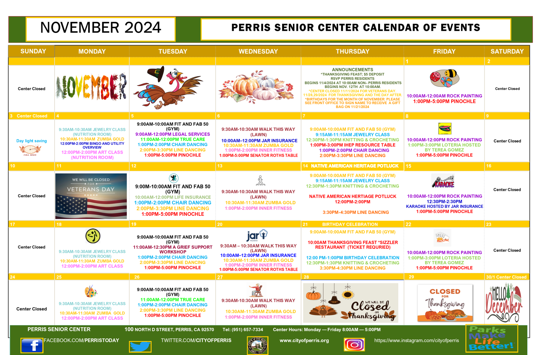 Senior Center Calendar